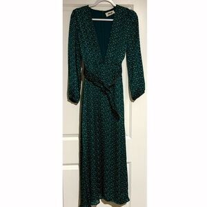 Emerald green polka dot dress
